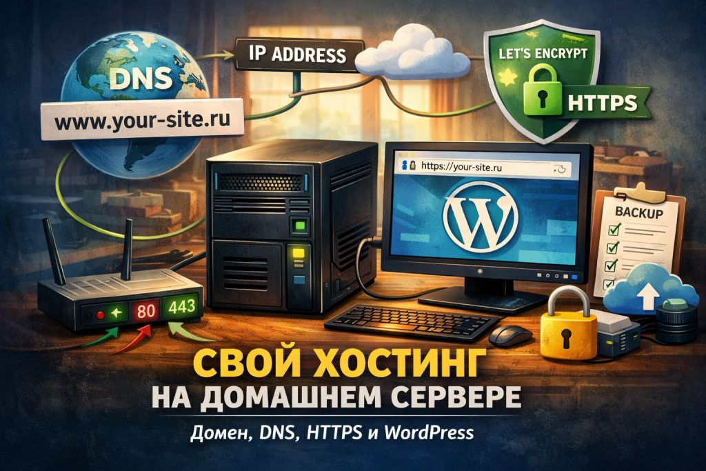 Свой хостинг на личном сервере: домен, DNS, порты 80/443, HTTPS и WordPress